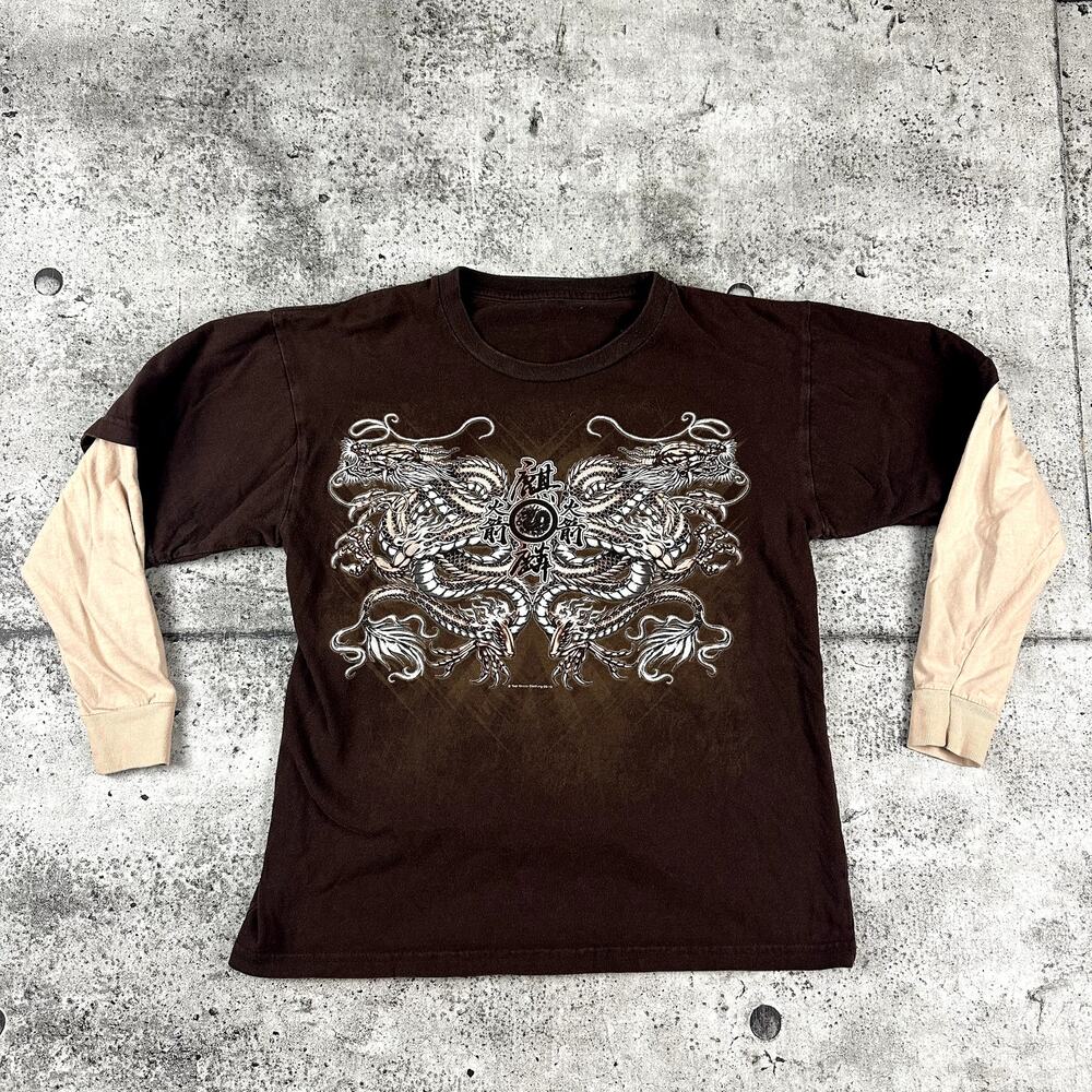 Top Heavy Y2K Dragon Tribal Shirt Youth Large/XL 20.5x23